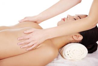 Woman getting breast massage