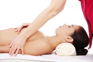 Woman getting breast massage